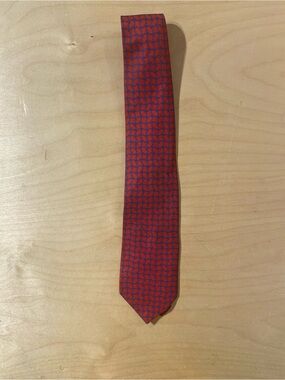 John Comfort Red Geometric Pattern Men's Tie - Classic Formal Accessory (SL)